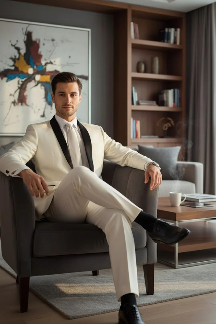 Ivory Vinci 1-Button Shawl Tuxedo