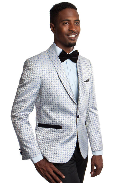 Men's Silver & Blue Paisley Dinner Jacket
