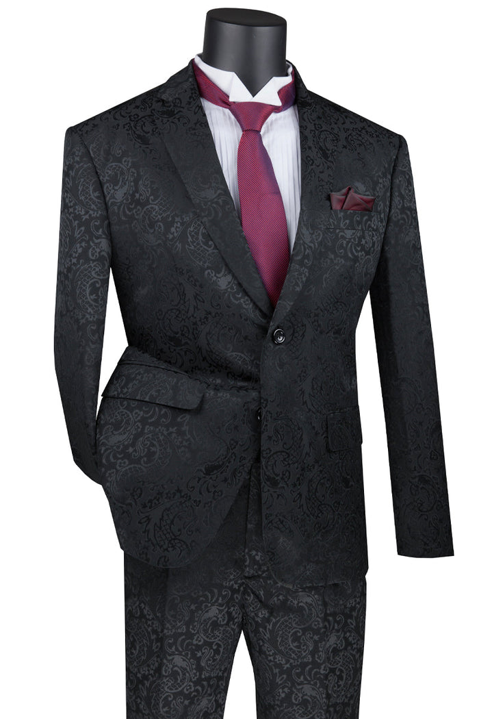 Mens 2 Button Vested Peak Lapel Plaid Suit in Tan by Vinci