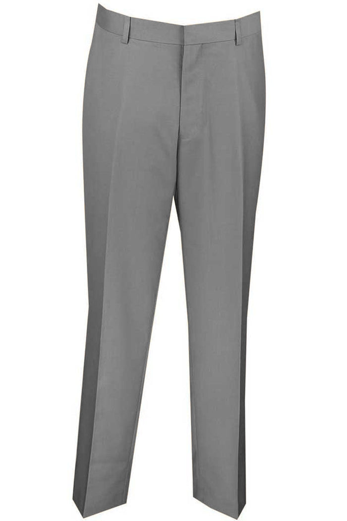 Mens Slim Fit Wool Feel Flat Front Dress Slacks in White by Vinci