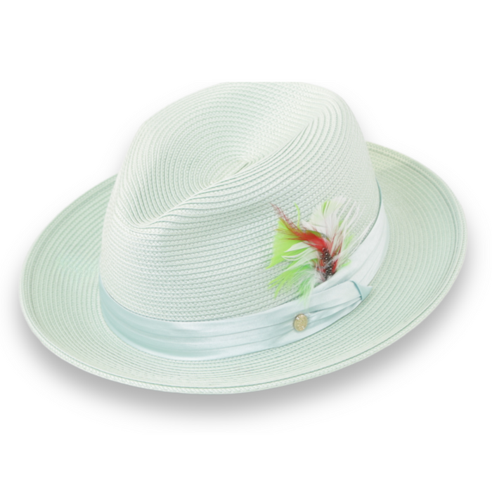 Tapa Crushable Straw Hat Fedora in Jade by Ferrecci USA