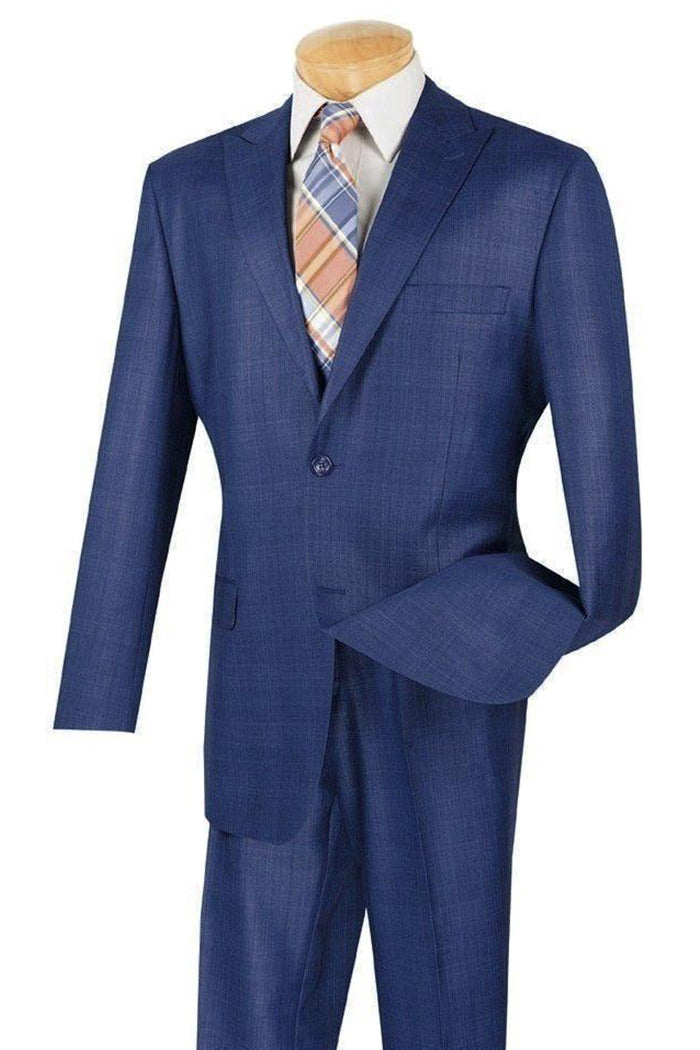 Mens Modern Fit 2 Button No Pleated Flat Front Pants Pinstripe Suit in Charcoal by Vinci