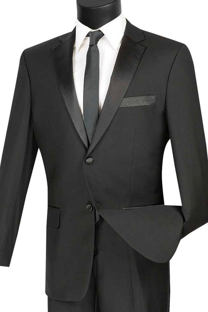 Mens Slim Fit Poplin Tuxedo in Black by Vinci