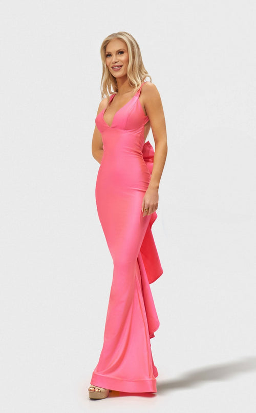 Jessica Angel JA2649 V-Neck Fitted Open Back Formal Floor-Length Unique Dress