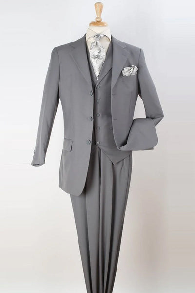 Apollo King "Classic Fit Men's Three Button Vested Suit - Light Grey"