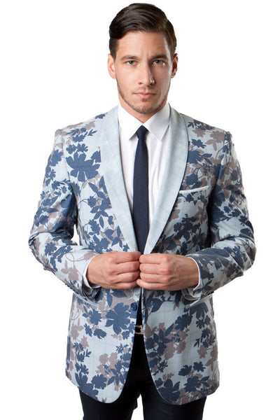 Men's One Button Floral Camo Tuxedo by Tazio Suits
