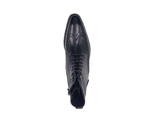 Carrucci Hudson Black Wingtip Boot Lug Sole