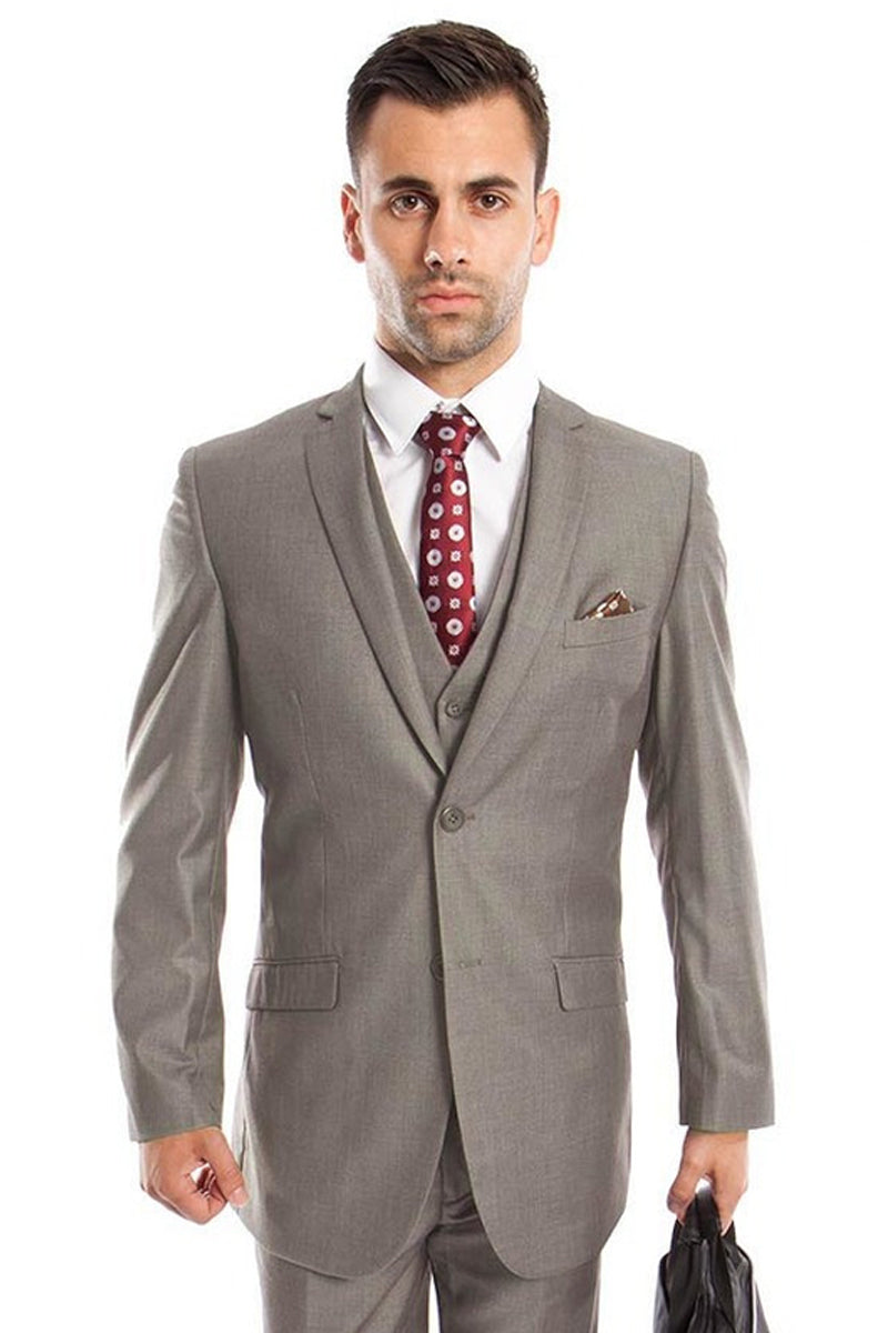 Men’s Slim Fit Grey Vested Suit from Tazio Suits