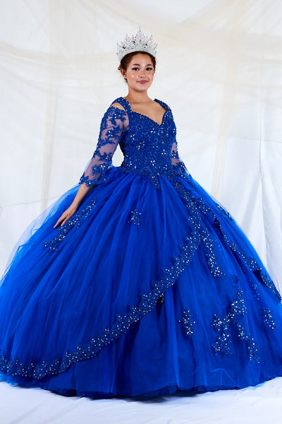 Lace 3/4 Bell Sleeve Quinceanera Dress Embroidered Ball Gown by Calla KY-70029