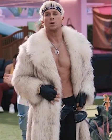 Mens Luxury White Fur Coat - Open Front Design with Fur Cuffs by USA Men's Outlet