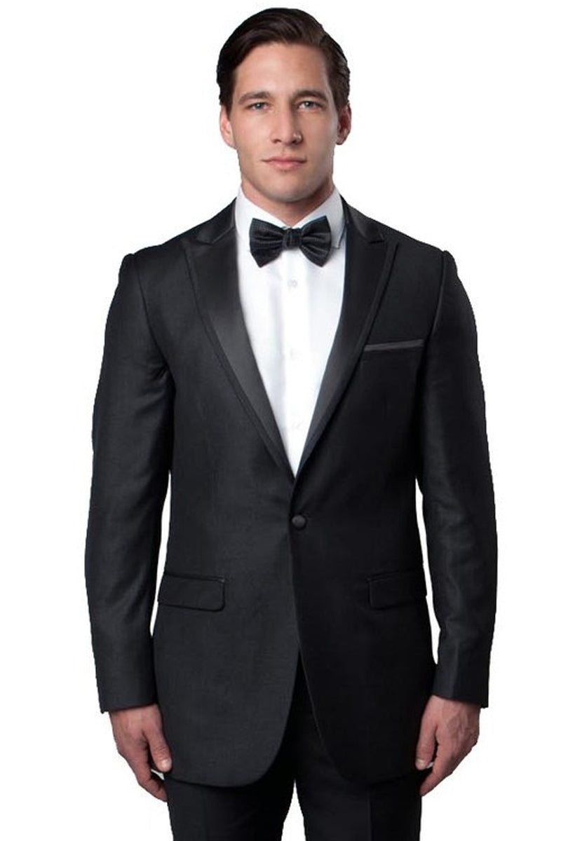 Men's Charcoal Slim Fit Satin Tuxedo
