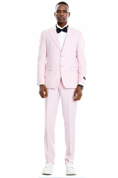 Men’s Pink Pastel Vested Suit for Weddings & Prom