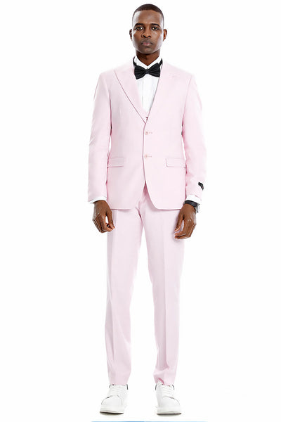 Men’s Pink Pastel Vested Suit for Weddings & Prom