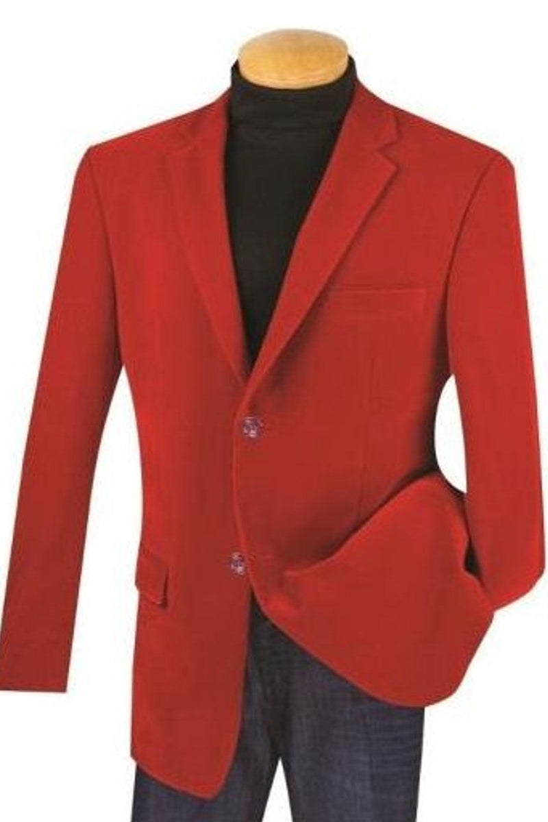 Mens 2 Button Red Velvet Blazer