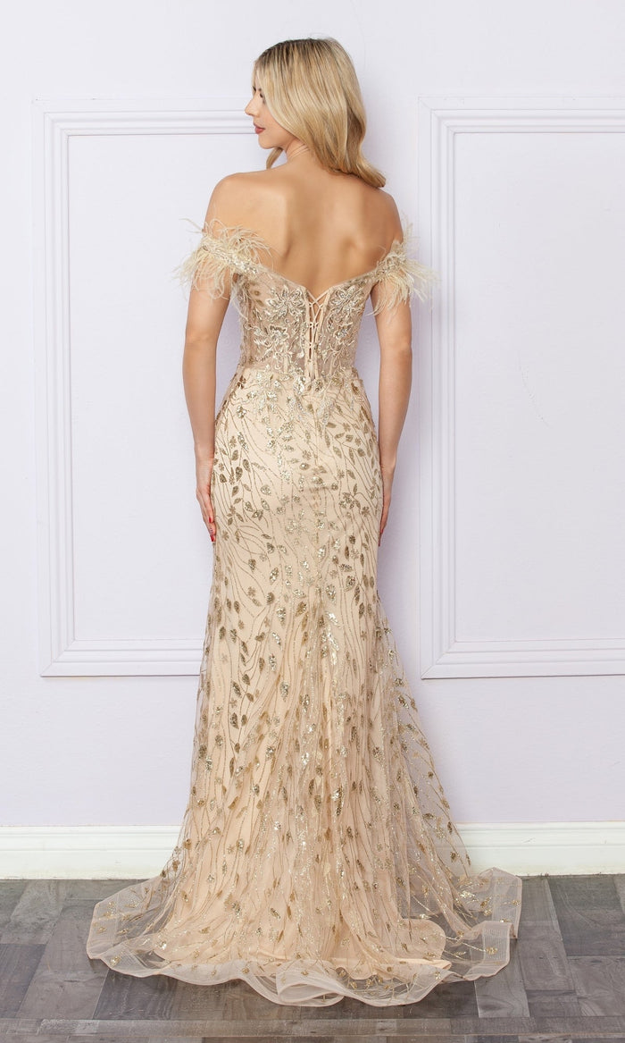Nox Anabel L1255 Sequined Glitter-Print Prom Dress