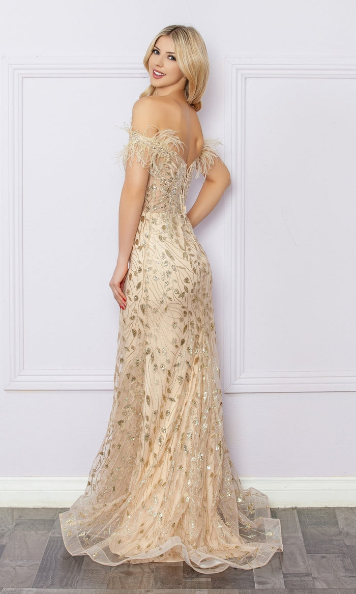 Nox Anabel L1255 Sequined Glitter-Print Prom Dress