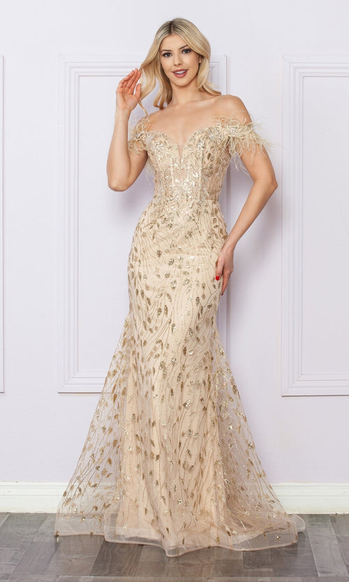 Nox Anabel L1255 Sequined Glitter-Print Prom Dress