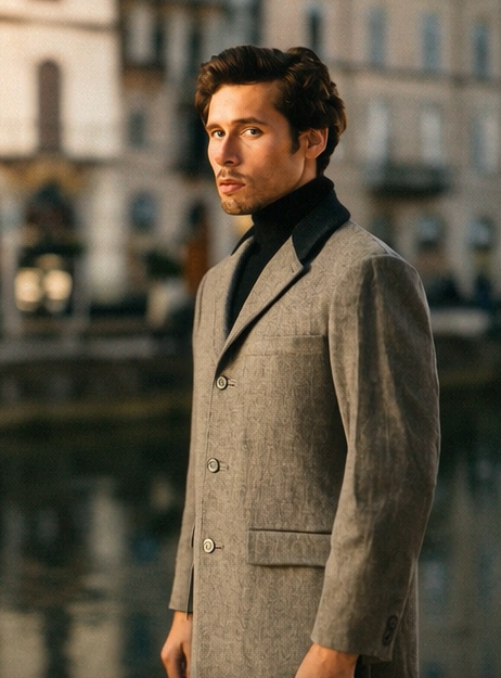 Herringbone Wool & Cashmere Chesterfield Overcoat by AlbertoNardoniStore