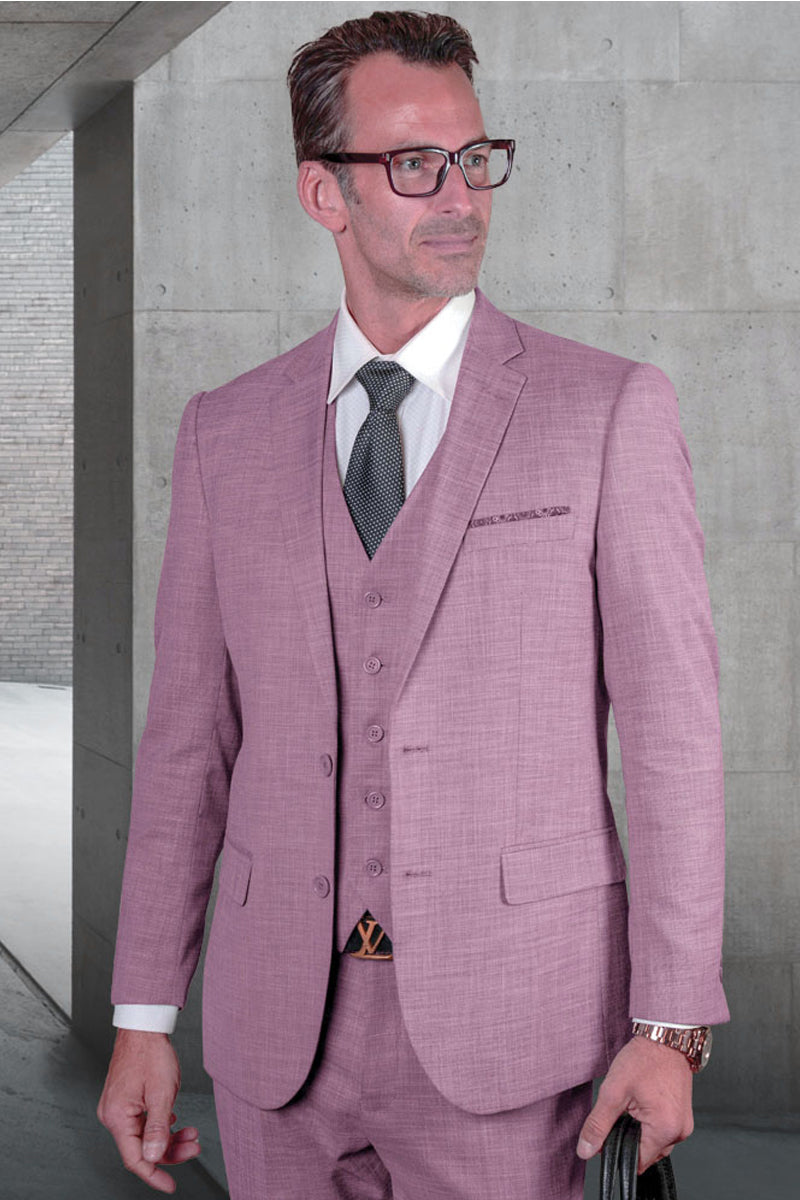 Men's Lavender Wool Sharkskin Suit with Vested Detail – SuitUSA