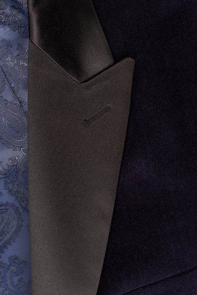 Navy Velvet 1 Button Peak Dinner Jacket