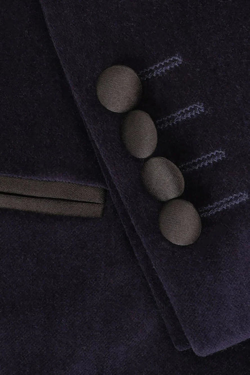 Navy Velvet 1 Button Peak Dinner Jacket