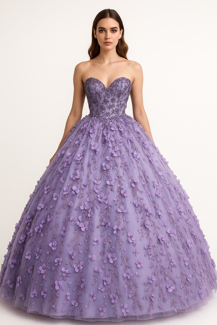 Layla K LK190 3D Floral Strapless Corset Quinceanera Ball Gown