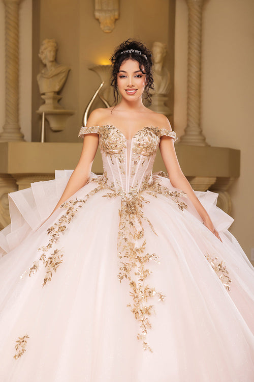 Quinceanera Dress Sweetheart Ruffles Sequin Prom Gown Germoso vestido - Vestidos de 15 años LK272