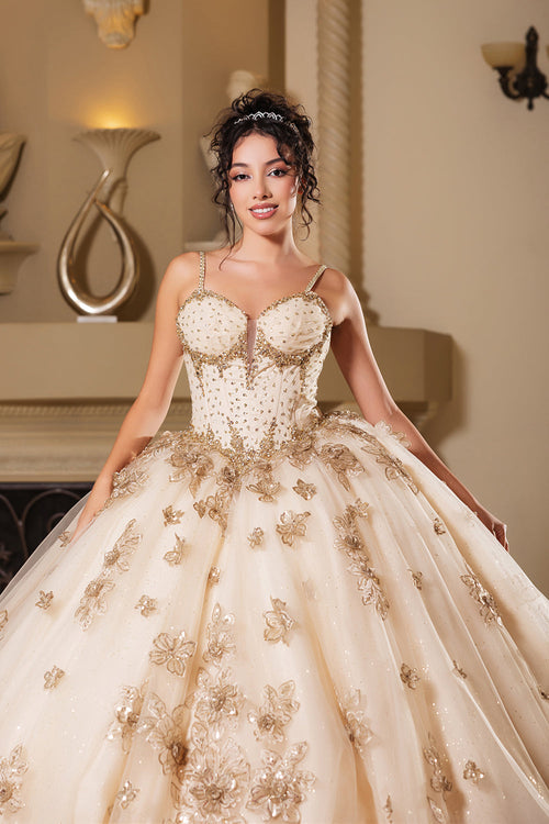 Germoso vestido - Vestidos de 15 años LK282 Floral Quinceañera Ball Gown with Beaded Corset Bodice