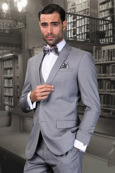 Men's Grey Slim Fit Wool Vest & Suit