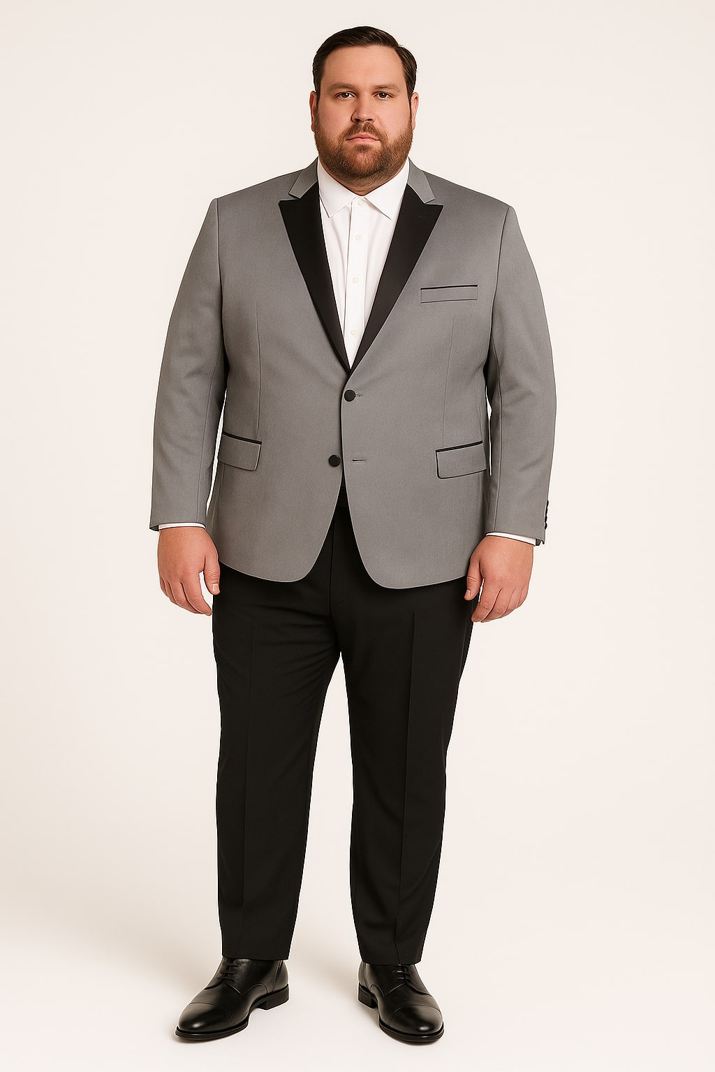 Men's Grey Velvet Tuxedo Jacket with Black Satin Lapel Suit - Mens Blazer + Black Pants by USA Men's Outlet