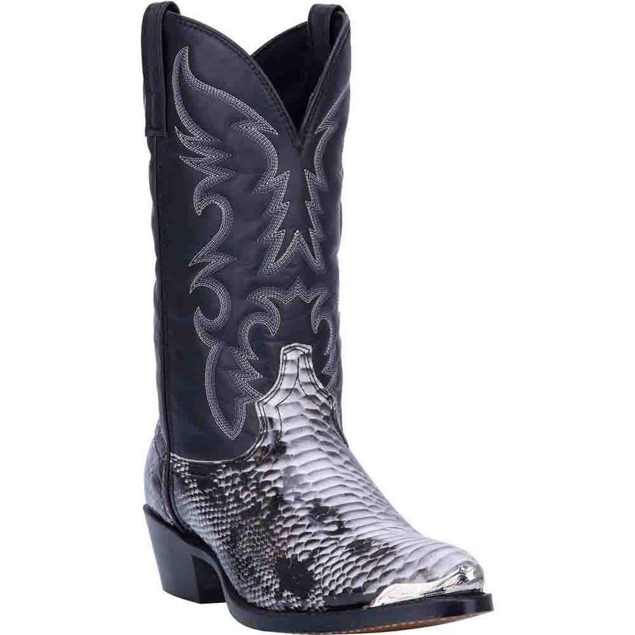 Laredo Monty Black & White Snake Print Men's Western Boots – SuitUSA