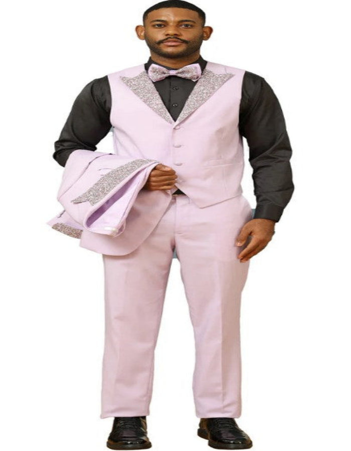 Lavender Prom Tuxedo - Perfect Wedding Suit Vested Rhinestone Lapelled by USA Men's Outlet