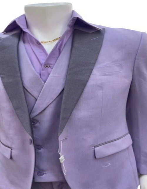 Mens Lavender Prom Tuxedo Suit - Vested Lilac Color Suit by USA Men's Outlet