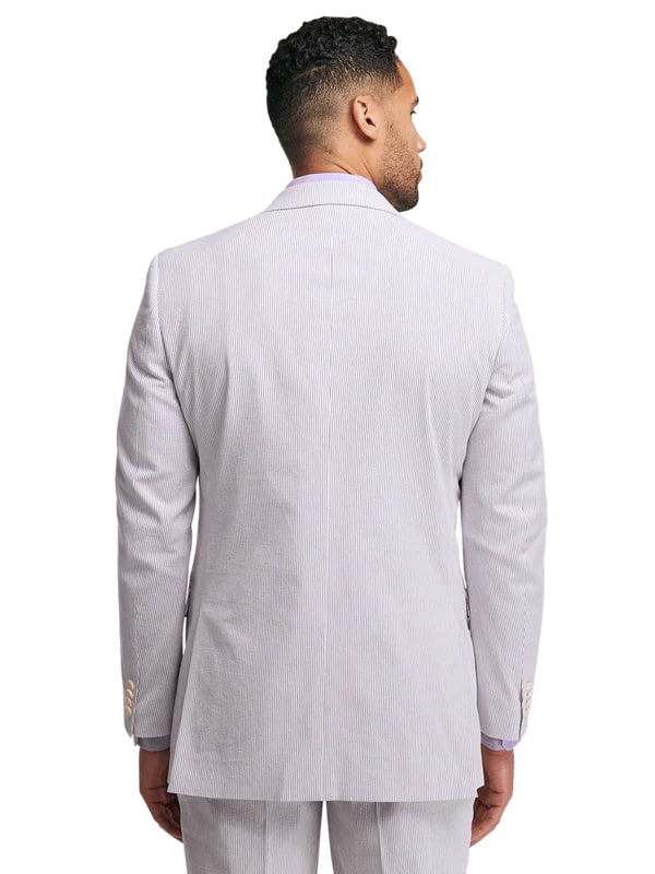 Mens Lavender Seersucker Suit Blazer + Pants Cotton Fabric - Summer Fabric in Purple color by USA Men's Outlet