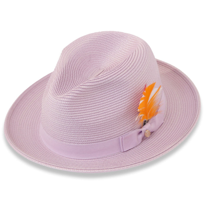 Tapa Crushable Straw Hat Fedora in Lavender by Ferrecci USA