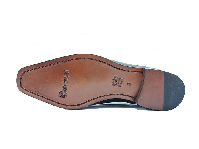 Carrucci Leather Sole Plain Toe Burnished Blucher