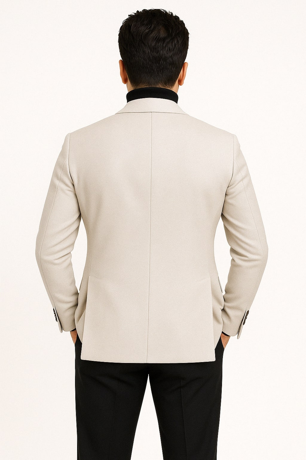 Mens Light Beige Casual Blazer with Slim Fit and Notch Lapel