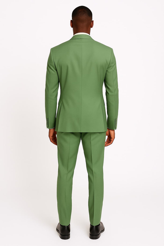 Light Green Tuxedo Suit for Men - Satin Lapel Wedding and Prom Suit in Color Sage Green Tuxedo by USA Men's Outlet