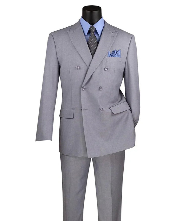 Light Grey Double Breasted Regular Fit Suit by Vinci