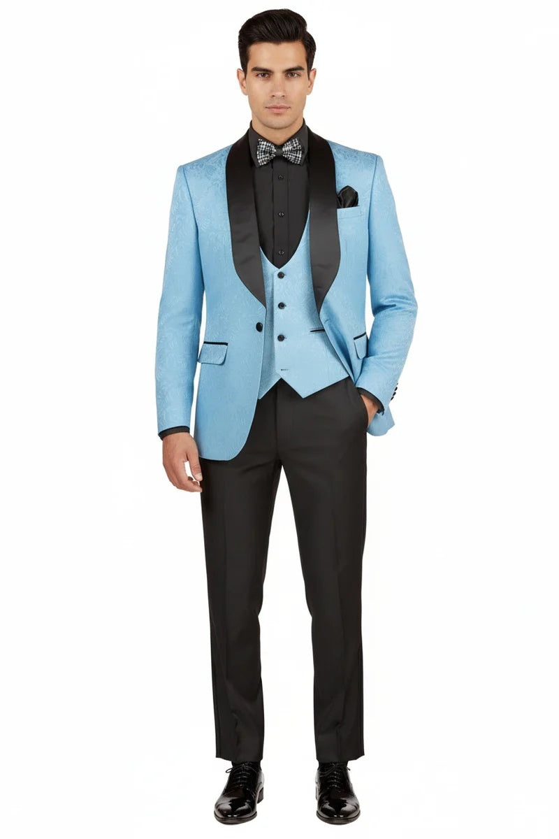 Light Blue Vinci 1-Button Shawl Tuxedo