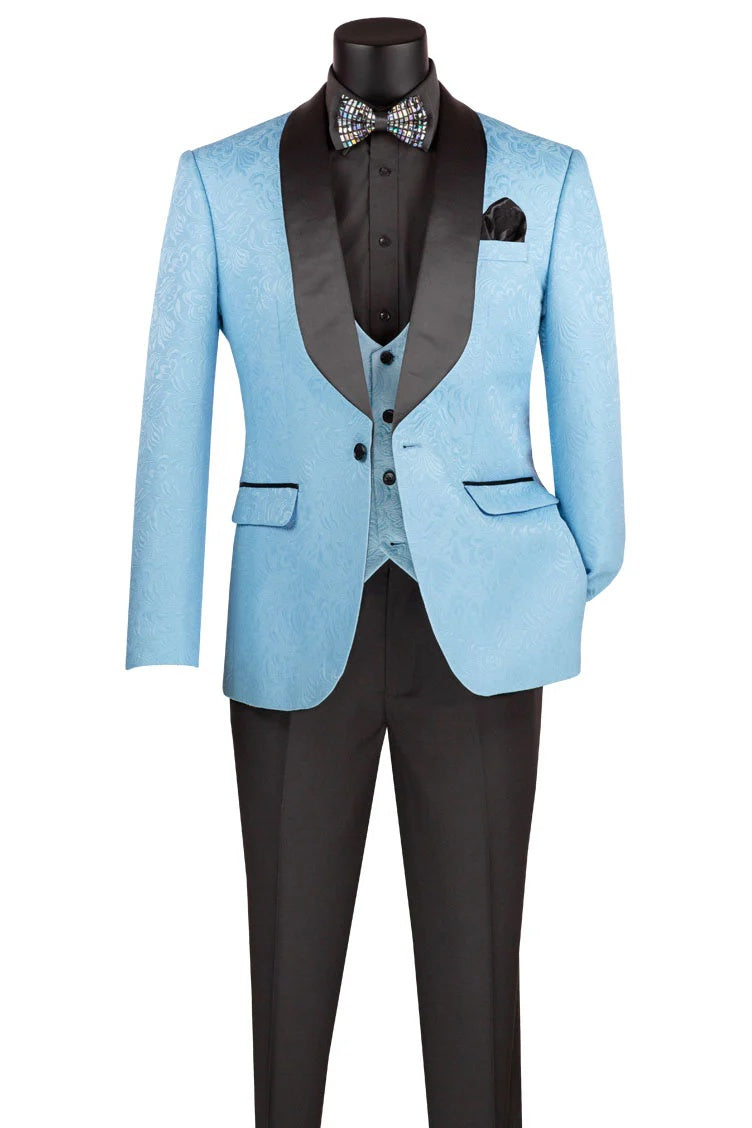 Light Blue Vinci 1-Button Shawl Tuxedo