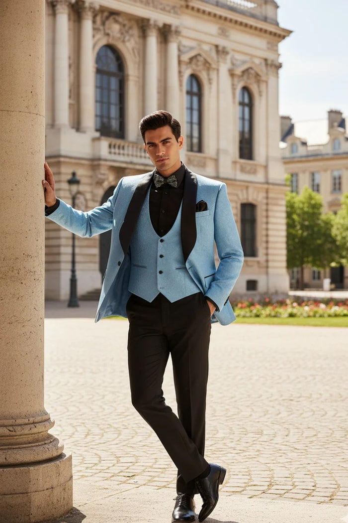 Light Blue Vinci 1-Button Shawl Tuxedo