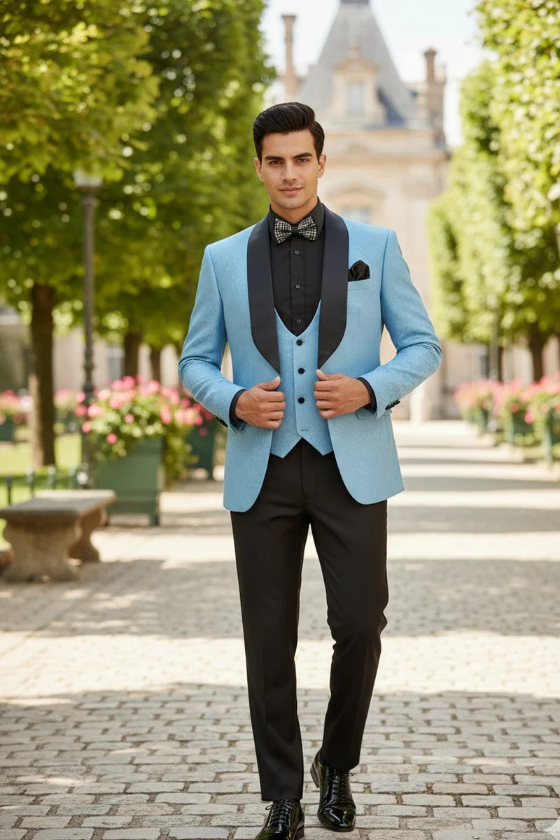 Light Blue Vinci 1-Button Shawl Tuxedo