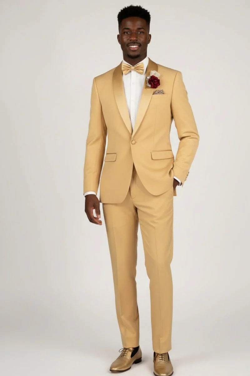 Light Gold 1-Button Shawl Tuxedo