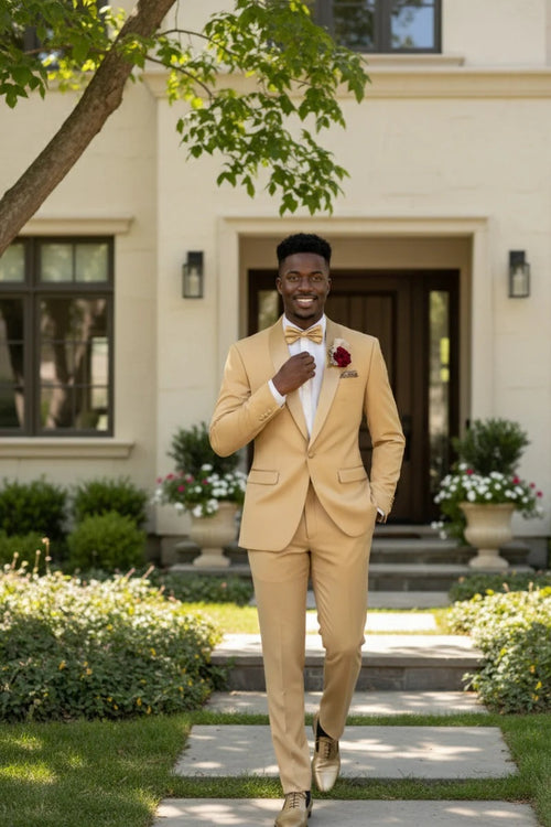 Light Gold 1-Button Shawl Tuxedo