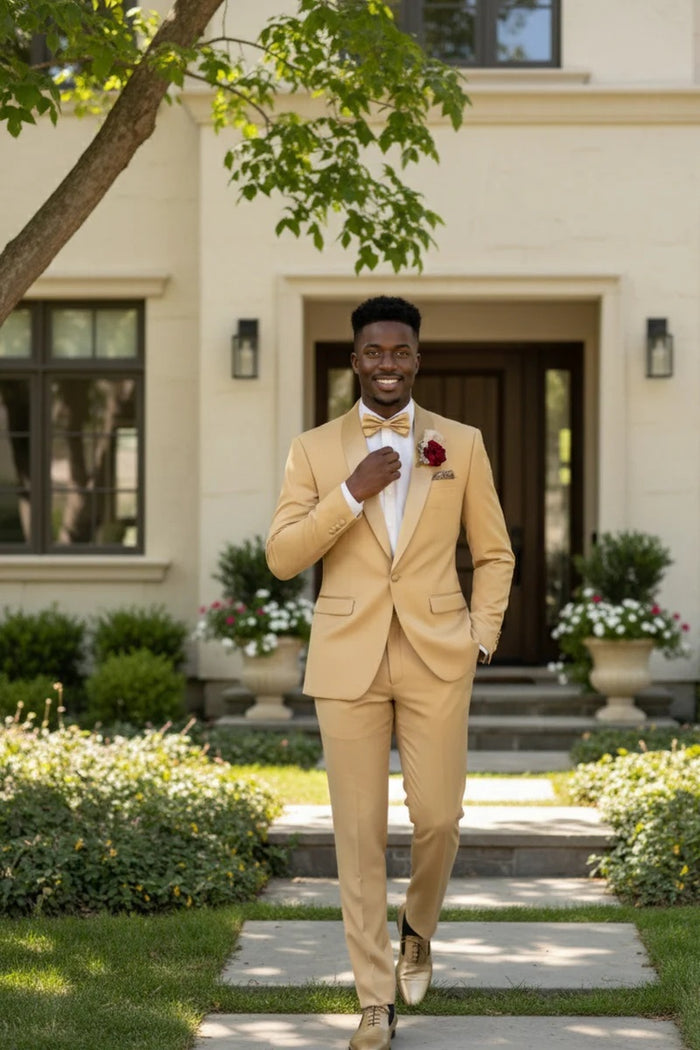 Light Gold 1-Button Shawl Tuxedo