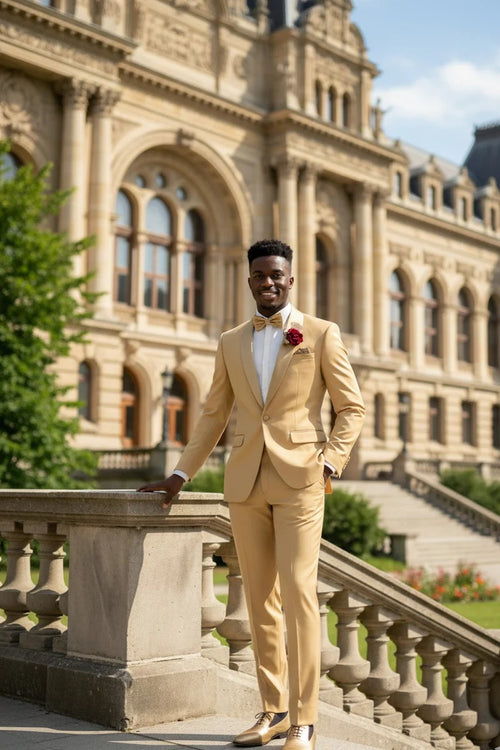 Light Gold 1-Button Shawl Tuxedo