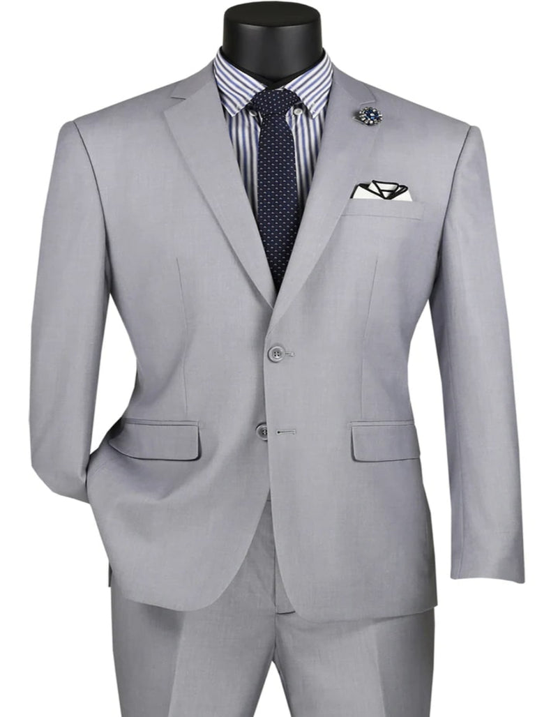 Mens Basic 2 Button Modern Fit Light Grey Suit