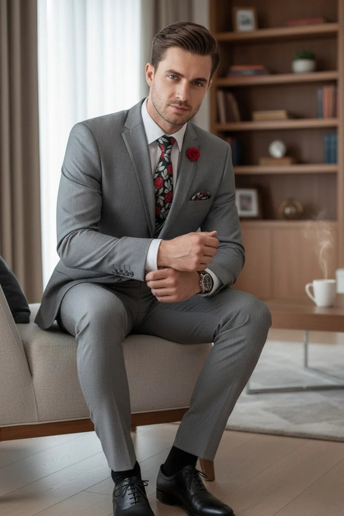 Light Grey Vinci 2-Button Notch Tuxedo