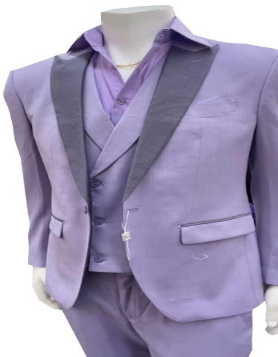 Mens Lavender Prom Tuxedo Suit - Vested Lilac Color Suit by USA Men's Outlet